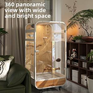 Papağanlar atiatiel katı ahşap kutulu ürün için temperli cam hareketli Villa ile büyük kare demir ve üreme kafesi kafes - Product Image 2