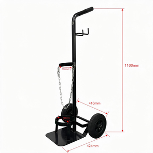 Industrial Single Oxygen Cylinder Hand Truck Steel Gas Tank Trolley <b>Welding</b> Bottle <b>Cart</b> Chain Lock Workshop Material Handling - Product Image 5