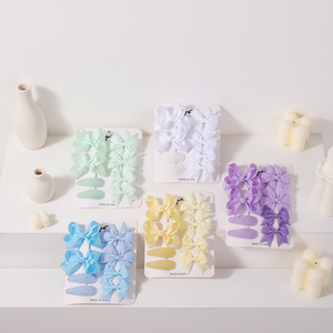 8 個女の子用グログランリボンヘアクリップセット甘い蝶ネクタイ無地ファッションかわいいパーティーヘアアクセサリーギフト - Product Image 1