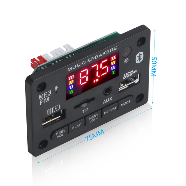 5V 12V Wireless MP3 Decoding Board Module USB TF Card FM Car Audio Player Module