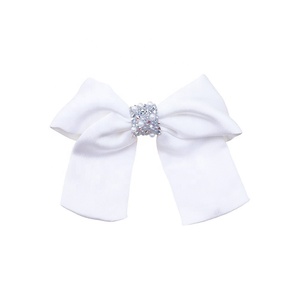 Pinza de Pelo con Lazo de Tela Blanco y Rosa para Niñas, con Perlas y Diamantes de Imitación, Estilo Dulce Princesa - Product Image 2