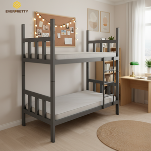 Lit superposé moderne en métal robuste avec escalier pour <span class=keywords><strong>chambre</strong></span> d'étudiant ou de travailleur – Meuble de <span class=keywords><strong>chambre</strong></span> scolaire pleine grandeur - Product Image 1