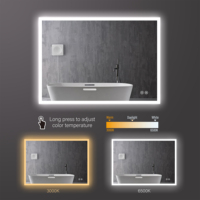 Specchio Espejos Con Luz Led Lighted Rectangle Square Smart Bathroom Bath Toilet Mirror With Magnifying in Bathroom