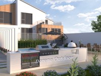 Système de cuisine extérieure modulaire, blocs de cuisson combinables s'adaptant à toutes les formes de patio pour des configurations culinaires extensibles dans la cour.