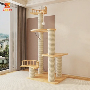 Árbol para Gatos <span class=keywords><strong>de</strong></span> Madera Maciza <span class=keywords><strong>de</strong></span> Lujo con Poste Rascador, Cuencos Transparentes Dobles y Balcones <span class=keywords><strong>de</strong></span> Varios Niveles, Mansión para Gatos <span class=keywords><strong>de</strong></span> 185 cm <span class=keywords><strong>de</strong></span> Altura - Product Image 5