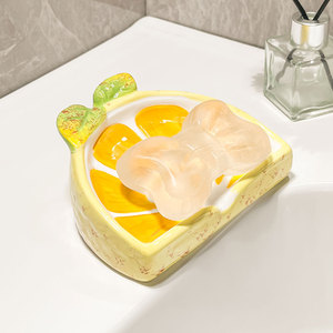Boîte à <span class=keywords><strong>savon</strong></span> au <span class=keywords><strong>citron</strong></span> en céramique et égouttoir pour fournitures de bain et de toilette - Product Image 1