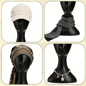 Tête de Mannequin Professionnelle en Plastique Noir Durable pour Femme, Présentoir à Perruques, Support de Fabrication avec Socle pour Chapeau, Masque, Coiffe - Product Image 3