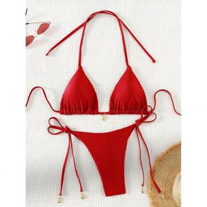 Wholesale Solid Color Bandage Bikini Fashionable Shell <strong>Swimsuit</strong> Sexy Thong Bikini <strong>for</strong> <strong>Women</strong> - Product Image 3