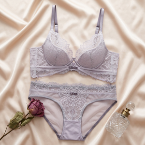 Conjunto de sujetador con aros y bragas de encaje sexy para mujer, transpirable, con tirantes ajustables, color liso, conjunto de sujetador sexy, tallas grandes, ropa interior femenina - Product Image 2