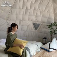 Tente de camping de luxe en PVC blanc de 8 m, tente géodésique, tente dôme, hôtel glamping avec salle de bain