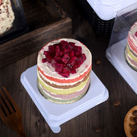 Boîte d'emballage alimentaire en plastique PET jetable pour mini-gâteau rond, mousse, pain et pâtisserie avec taille personnalisable et cuillère