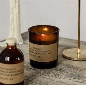 Etiqueta personalizada, tarro cilíndrico marrón, decoración, velas aromáticas, vela perfumada de vidrio de meditación fragante con tapa - Product Image 4