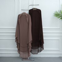 Khimar Maxi Chiffon Islami MEXIZO yang Elegan Berlapis dengan Belahan Samping dan Penutupan Panjang untuk Wanita Muslim, Pakaian Modis untuk Sholat