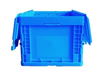 Caisse en plastique PP/PE pliable et repliable de 600x400x320 mm avec couvercle intégré pour le stockage et le déménagement, style caisse en maille