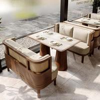 Ensemble de meubles de restaurant commercial en bois massif minimaliste, table et chaises de forme rectangulaire pour la restauration