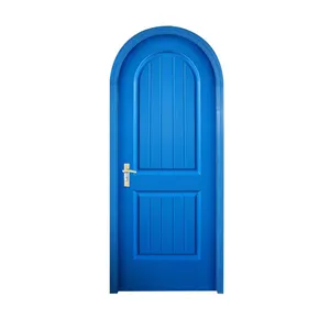 Original Factory Custom Blue Painted Curved Split Double Arched Rural Villa American Style Courtyard Interior Solid Wood Doors