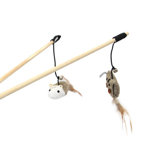 Pet kedi Teaser oyuncaklar tüy keten değnek kedi Catcher Teaser sopa kedi interaktif oyuncaklar ahşap çubuk fare oyuncak - Product Image 2