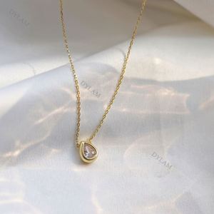 สร้อยคอจี้รูปหยดน้ำ Dylam Fashion ประดับด้วยเพชรคิวบิกเซอร์โคเนียออสเตรียสีขาว AAAAA สำหรับผู้หญิง - Product Image 2