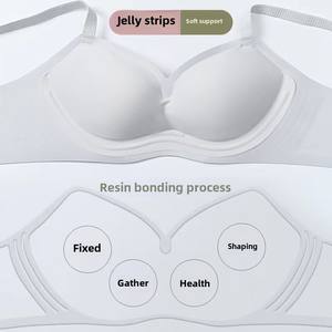 Soutien-gorge sans fil et sans couture de haute qualité pour la gym, le yoga et la course à pied - Motif uni fin, bonnet 3/4, dos en U, tricoté, usage quotidien, directement de l'usine - Product Image 2