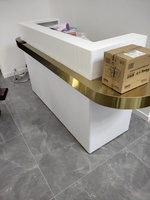 Bureau d'Accueil Pas Cher pour Salon de Beauté Avec Comptoir de Caisse, Table de Réception Blanche pour Bureau