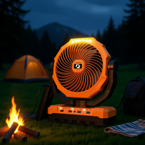 Db 9 Inch Rechargeable Table <b>Fan</b> 12000Mah 4 Speeds With Light For <b>Camping</b> Household Use Orange - Product Image 2