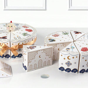 Cajas de Regalo Creativas en Forma de Abanico, Divisibles, Impermeables y Ecológicas, con Lazo Dorado, Tema Islámico, Forma de Pastel, Separables - Product Image 6