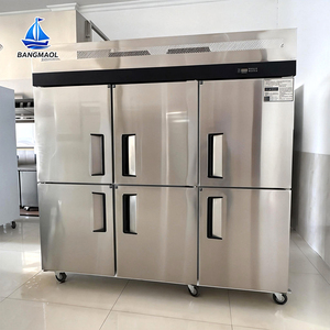 Réfrigérateur-congélateur vertical commercial à 6 portes en acier inoxydable, double température, pour la cuisine des restaurants et l'hôtellerie, stockage alimentaire - Product Image 1