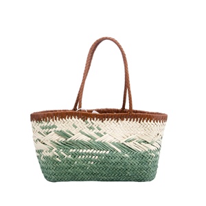 Sac fourre-tout tissé fait main-Sac à main en paille naturelle avec poignée <span class=keywords><strong>marron</strong></span> pour les sorties estivales et décontractées - Product Image 4