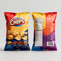 Sacs d'emballage personnalisés en plastique laminé imprimé, thermoscellables, à scellage arrière, pour aliments soufflés, sacs d'emballage pour chips de pommes de terre