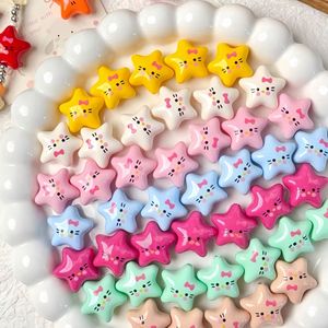 Perles acryliques en forme de visage souriant pentagramme, perles en vrac pour l'artisanat DIY, accessoires pour chaînes de téléphone - Product Image 2