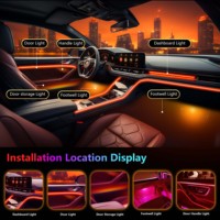 ICarsin C1 RGB Bande de LED à fibre optique pour intérieur de voiture, coupe toute longueur 22 en 1 Kit de contrôle par application.