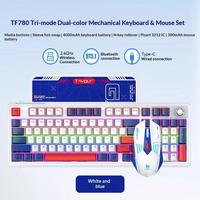 T-Wolf Tf780 Mechanische Tastatur Mauspad Combo RGB Rote Schalter 3-Modus Bluetooth Kabellos Gaming 3-in-1 Set für PC Laptop Gamer
