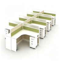 Escritorio de Oficina Modular Moderno con Partición, Muebles de Cubículo en Forma de L para 2-4 Personas