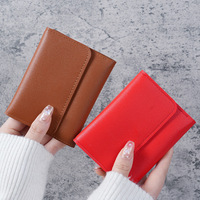 Harga Pabrik Dompet Wanita Desain IMooo, Tempat Kartu, Pendek, Tipis, Kulit PU Buatan Tangan, Multifungsi, Fashion Sederhana, Lipat Tiga, Hadiah