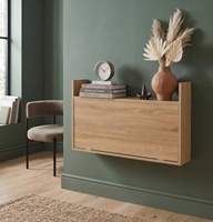 Bureau pliable mural - Poste de travail convertible peu encombrant avec rangement - Design moderne en bois pour bureau à domicile et petits espaces