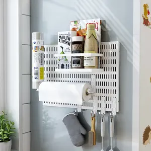 Creative DIY kitchen hanging Pegboard magnet fridge refrigerator storage magnetic spice rack