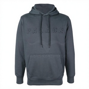 Sweat à capuche doublé personnalisé de haute qualité pour homme, grande taille, en tissu éponge de coton, avec impression de lettres et effet 3D en relief - Product Image 2