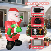Père Noël gonflable de 8 pieds avec couronne et lumière LED, décoration de Noël gonflable pour jardin, pelouse, extérieur, maison, fête, spectacle festif