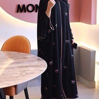 Sharut 2025 ouvert luxe nœud papillon broderie Nida noir Abaya dernière dubaï modeste turquie Eid Kimono robe femmes musulman traditionnel