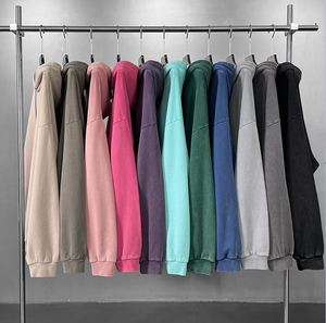 2025 nouveau Style hommes coton lourd surdimensionné Streetwear <span class=keywords><strong>pull</strong></span> à capuche et sweats lavage à l'acide Vintage <span class=keywords><strong>pull</strong></span> à capuche sans ficelle - Product Image 2