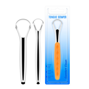 Stainless Steel Tongue Scraper With <b>Plastic</b> Handle Portable Tongue <b>Cleaner</b> For Oral Hygiene - Product Image 2