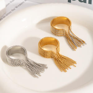 אירופה ארצות הברית הברית הברית 18 קארט מצופה זהב טיטניום תכשיטים נשים מתכווננת טבעת כדור פלדה משובצת - Product Image 2