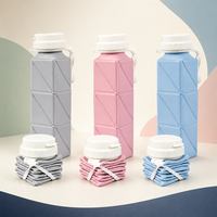 Bouteille d'eau pliable en silicone de qualité alimentaire écologique 620 ml sans BPA, anti-fuite, portable, pour le voyage, la salle de sport, le camping en plein air