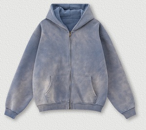 Felpa con Cappuccio Vintage Lavata in Pile da <span class=keywords><strong>Uomo</strong></span> Inverno 2026, Giacca Casual Unisex Oversize con Zip, <span class=keywords><strong>Streetwear</strong></span> Neutro - Product Image 2