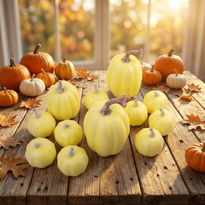 Ensemble de décorations d'intérieur en mousse artificielle pour la récolte d'automne, Halloween, Noël et Thanksgiving, comprenant des citrouilles de différentes tailles - Product Image 1