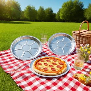 Barquette <span class=keywords><strong>jetable</strong></span> en PP et <span class=keywords><strong>aluminium</strong></span> recyclable de 9 pouces pour pain, gâteaux, pâtisseries, moule à tarte, <span class=keywords><strong>plat</strong></span> à pizza rond pour <span class=keywords><strong>four</strong></span> - Product Image 2