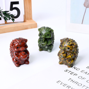 Natural <b>Crystal</b> <b>Animal</b> Carving Mixed Gemstone Standing Hedgehog Statue - Product Image 3