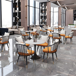 ชุดโต๊ะอาหารทรงกลมขนาดเล็กสีดำสไตล์โมเดิร์นจากผู้ผลิต เฟอร์นิเจอร์ร้านกาแฟสุดหรู โต๊ะร้านอาหาร - Product Image 2