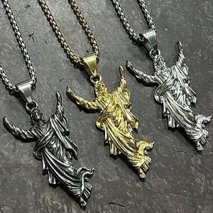 Yunnique – collier avec pendentif Jésus en acier inoxydable, plaqué or, breloque religieuse, bijoux à la mode unisexe, cadeau - Product Image 4