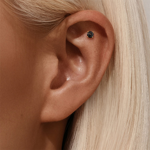 Boucles d'oreilles à vis dorées 1,2x6mm avec quartz rutilé noir en argent S925 à dos plat, 2mm/3mm/4mm - Product Image 5
